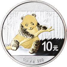 Moneta, Cina, Panda, 10 Yüan, 2014, Colorised, FDC, Argento