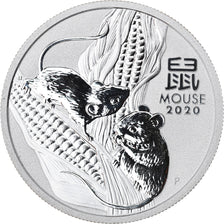 Coin, Australia, Year of the Rat, 50 Cents, 2020, 1/2 Oz, MS(65-70), Silver