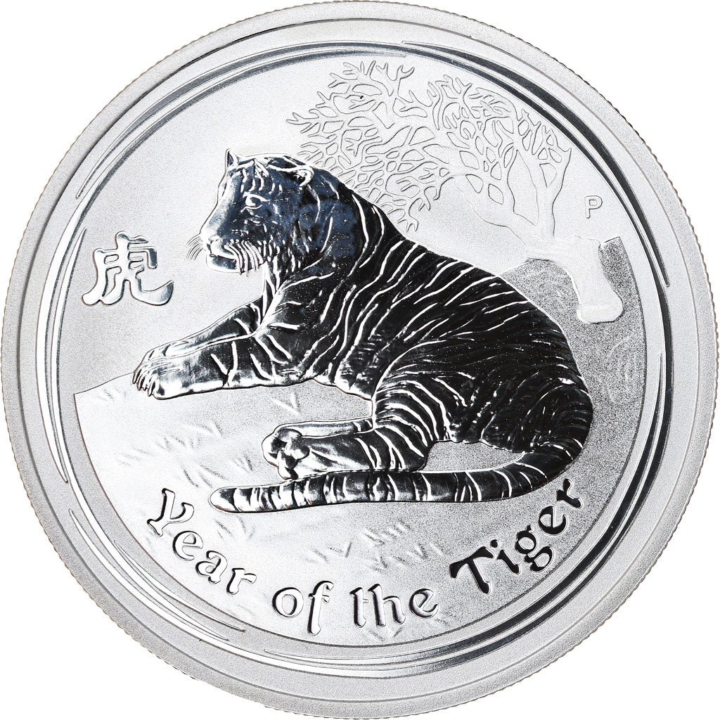 Coin, Australia, Year of the Tiger, 50 Cents, 2010, 1/2 Oz, MS(65-70), Silver