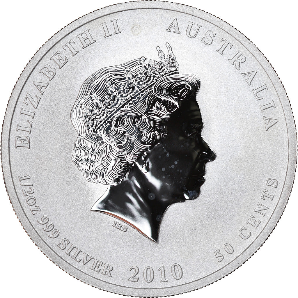 Coin, Australia, Year of the Tiger, 50 Cents, 2010, 1/2 Oz, MS(65-70), Silver