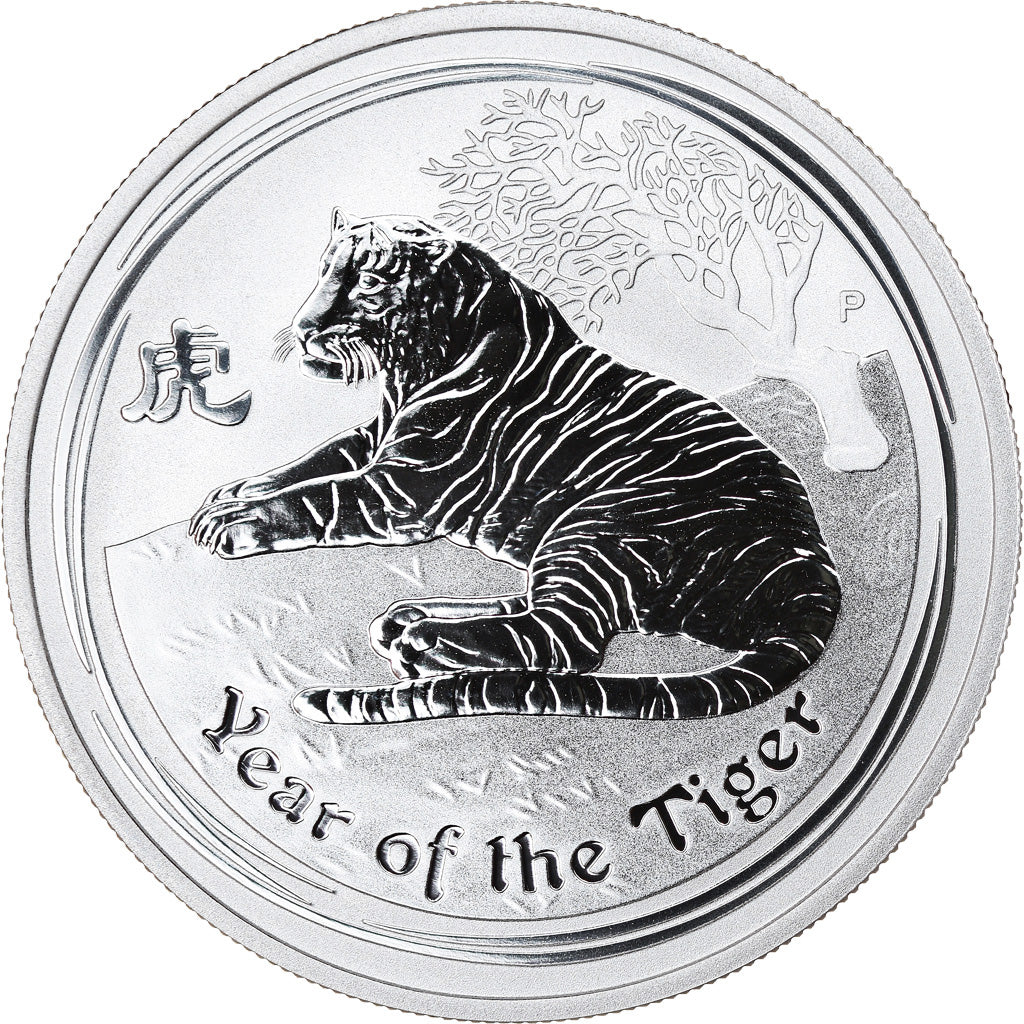 Moneta, Australia, Year of the Tiger, 50 Cents, 2010, 1/2 Oz, FDC, Argento
