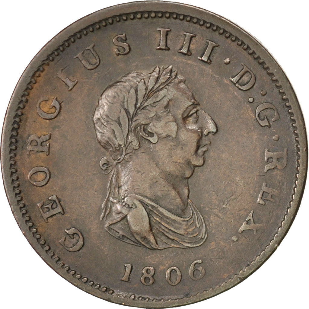Great Britain, 1/2 Penny, 1806, KM #662, EF(40-45), Copper, 28.7, 9.36