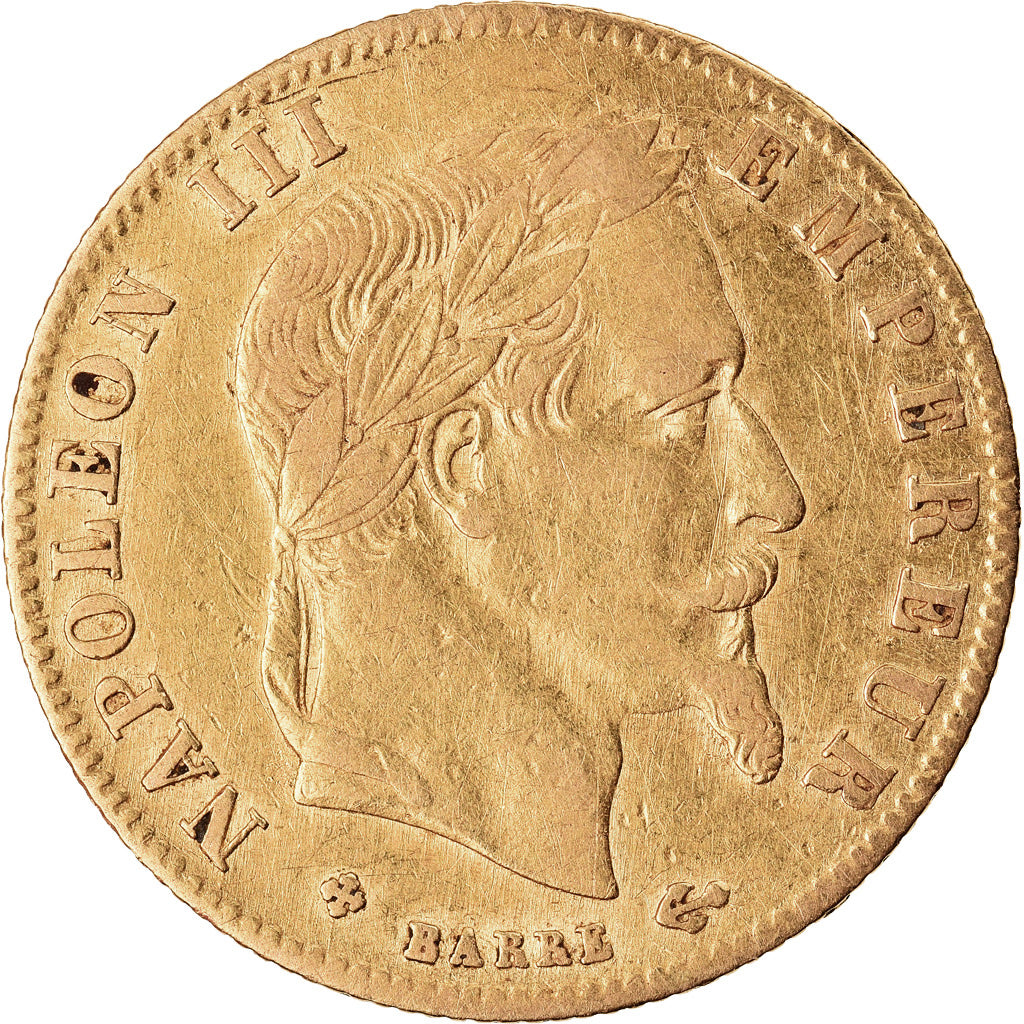 Münze, Frankreich, Napoleon III, 5 Francs, 1867, Strasbourg, S+, Gold