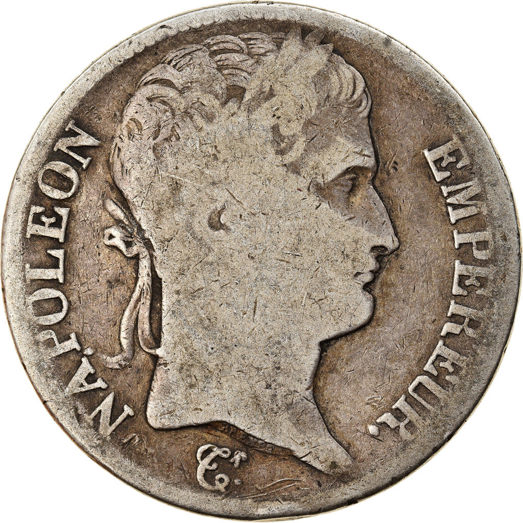 Moeda, França, Napoléon I, 5 Francs, 1813, Toulouse, F(12-15), Prata
