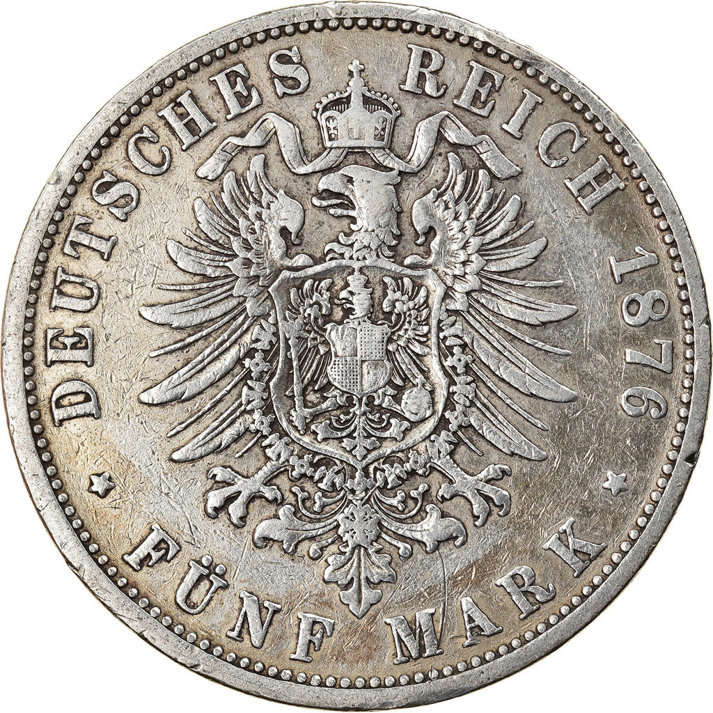 Monnaie, Etats allemands, PRUSSIA, Wilhelm I, 5 Mark, 1876, Frankfurt, TB