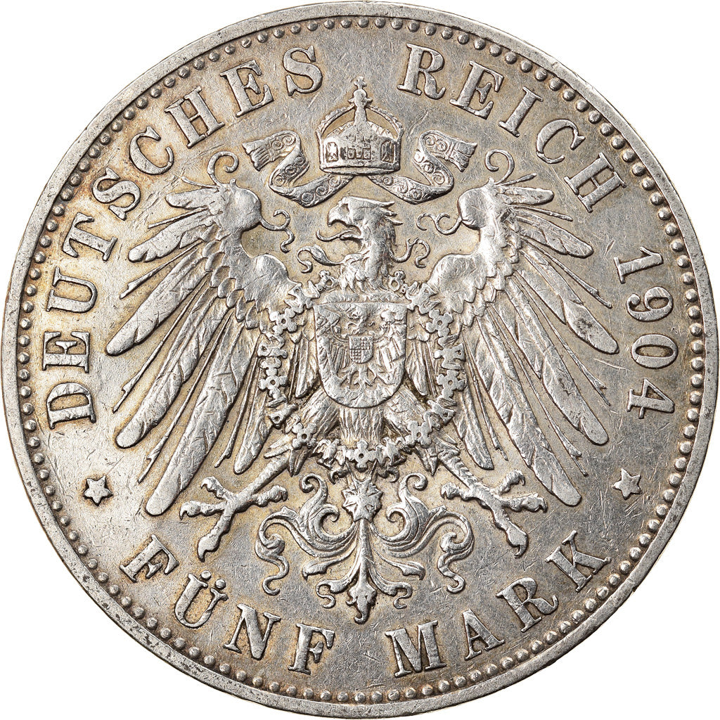Coin, German States, PRUSSIA, Wilhelm II, 5 Mark, 1904, Berlin, VF(30-35)