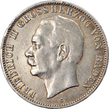 Coin, German States, BADEN, Friedrich II, 5 Mark, 1908, Karlsruhe, VF(30-35)