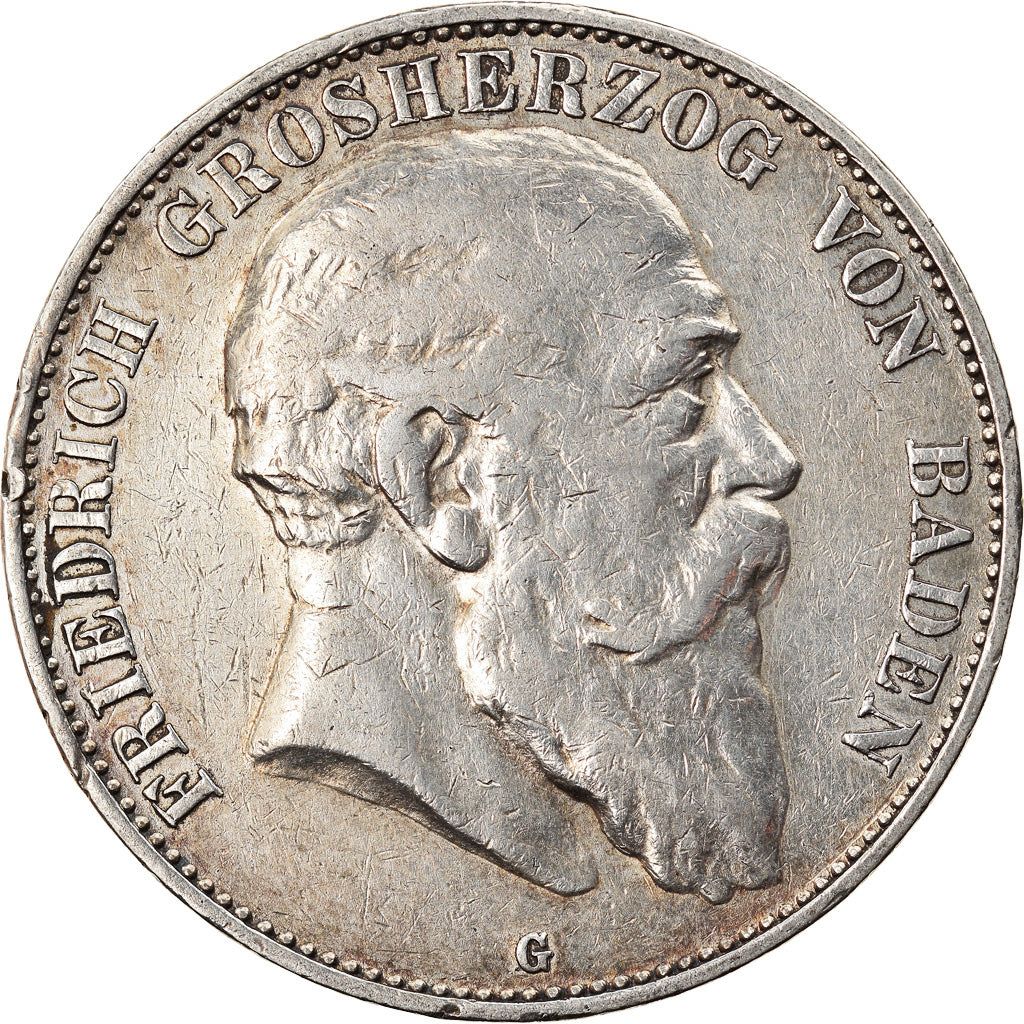 Monnaie, Etats allemands, BADEN, Friedrich I, 5 Mark, 1904, Karlsruhe, TB+