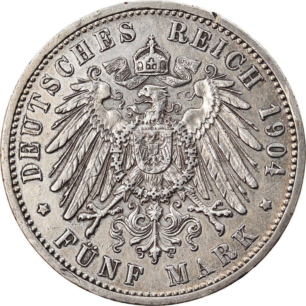 Monnaie, Etats allemands, BADEN, Friedrich I, 5 Mark, 1904, Karlsruhe, TB+