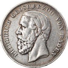 Coin, German States, BADEN, Friedrich I, 5 Mark, 1891, Inverted V in BADEN