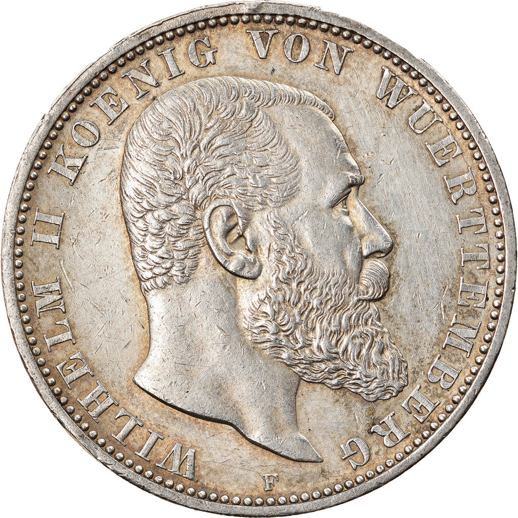 Coin, German States, WURTTEMBERG, Wilhelm II, 5 Mark, 1913, Freudenstadt
