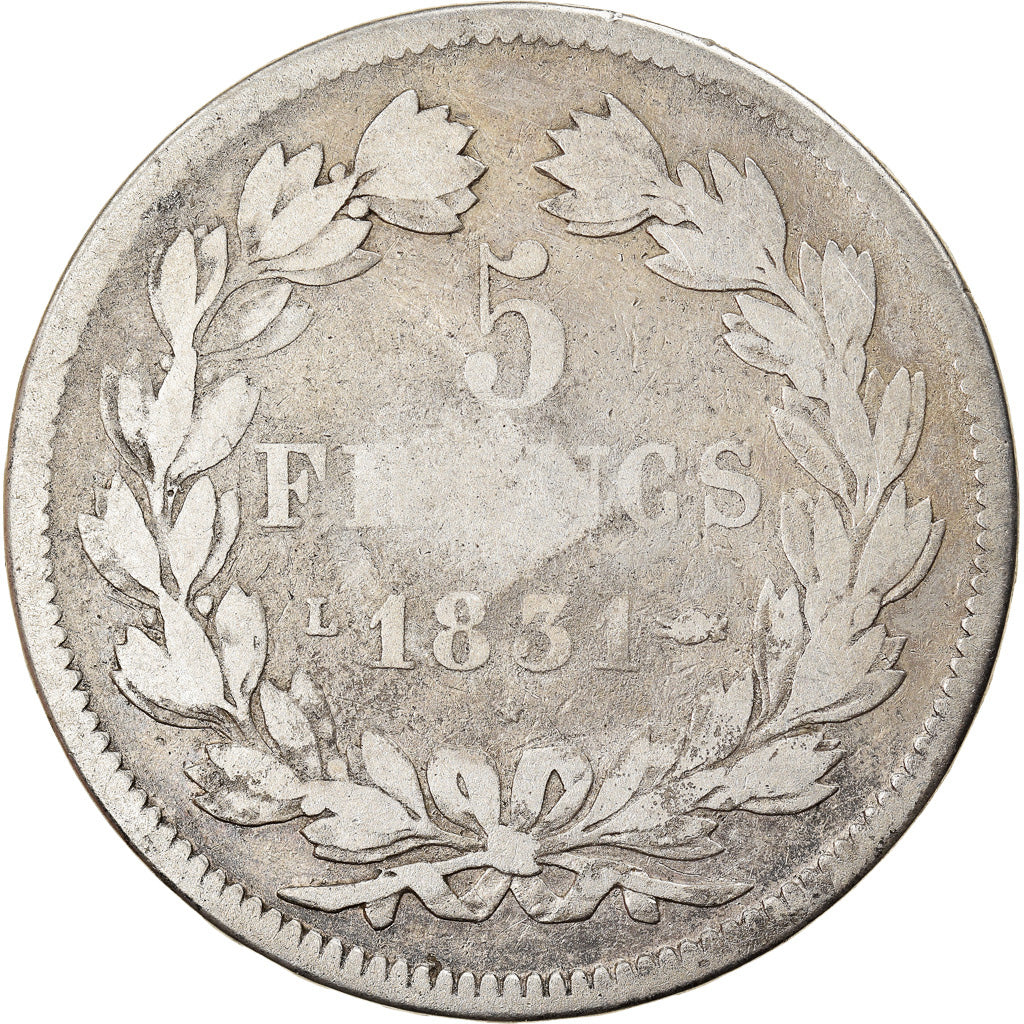 Moneta, Francja, Louis-Philippe, 5 Francs, 1831, Bayonne, F(12-15), Srebro