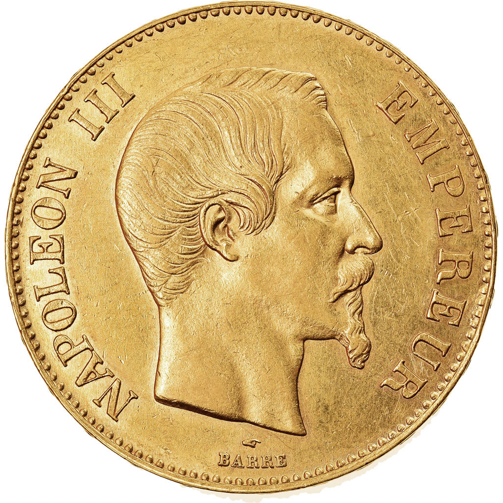 Münze, Frankreich, Napoleon III, 100 Francs, 1858, Paris, SS+, Gold, KM:786.1