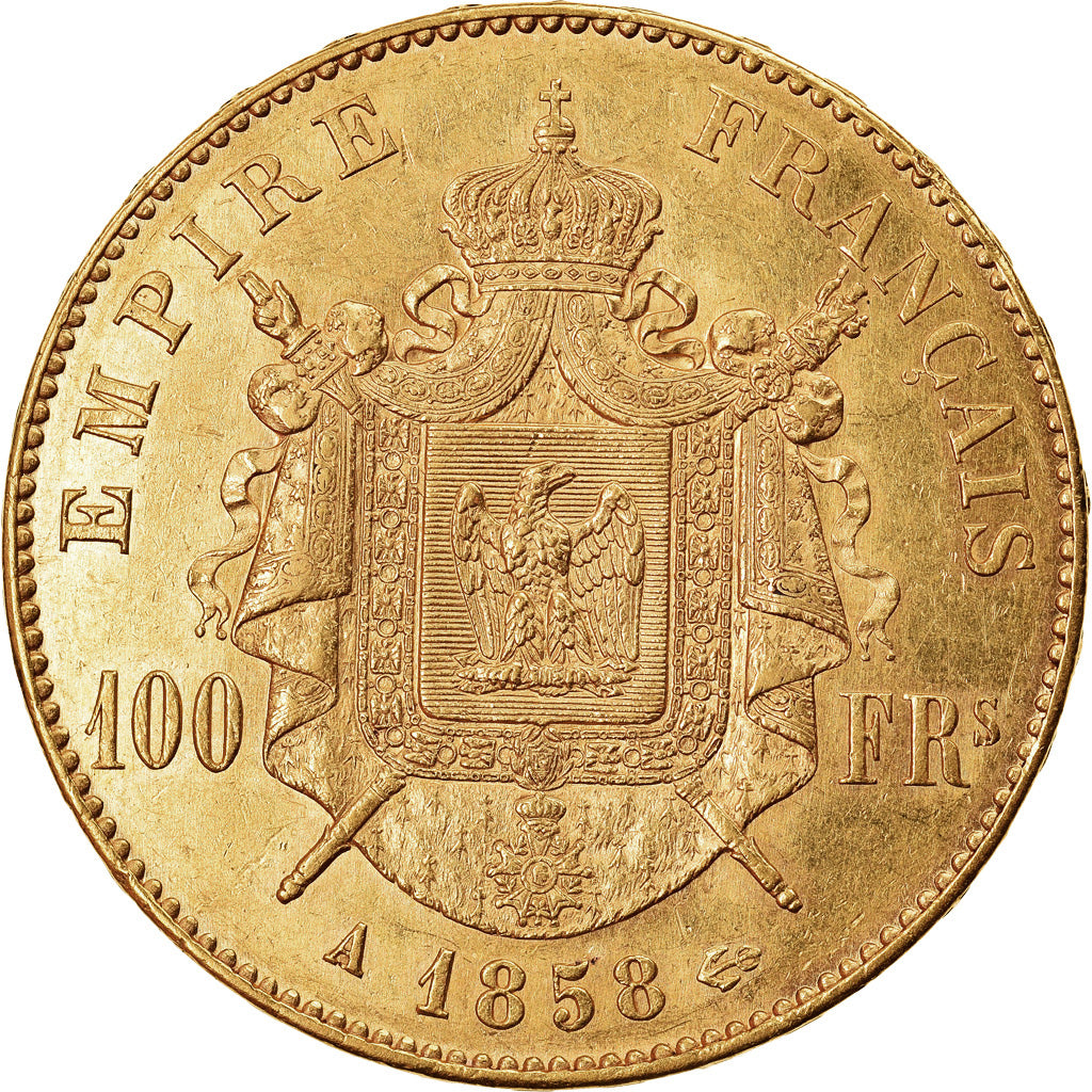 Münze, Frankreich, Napoleon III, 100 Francs, 1858, Paris, SS+, Gold, KM:786.1