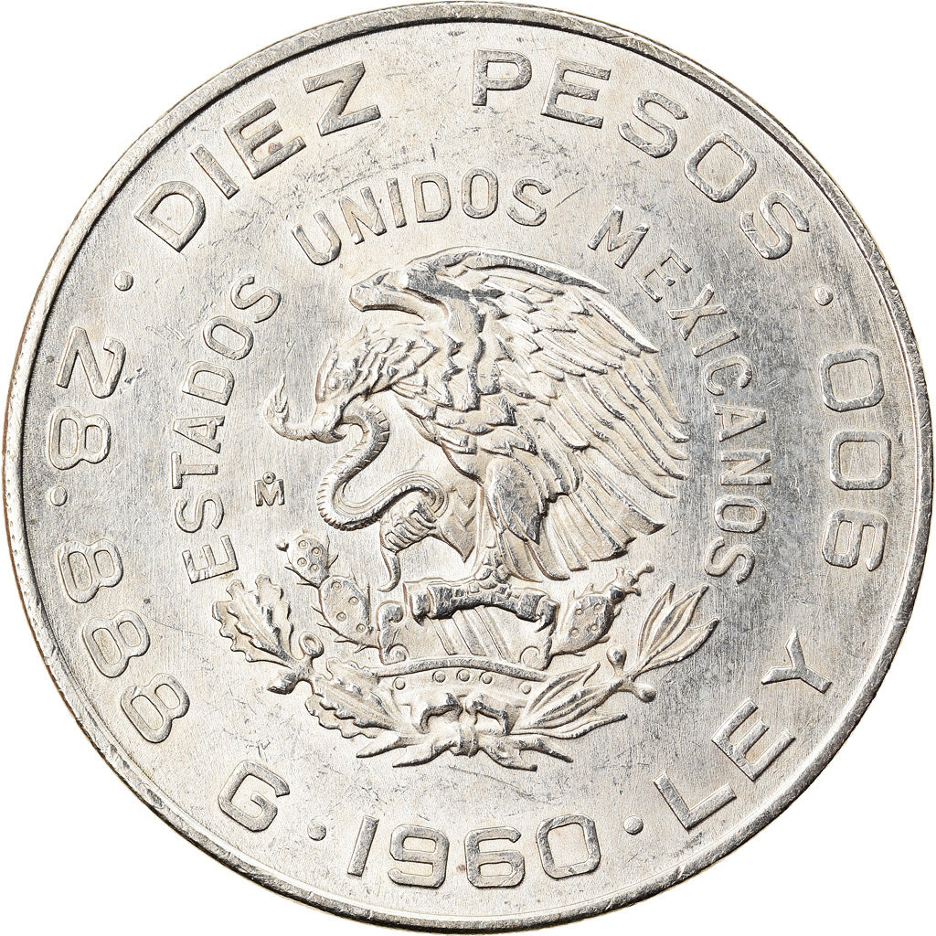 Münze, Mexiko, 10 Pesos, 1960, Mexico City, SS+, Silber, KM:476