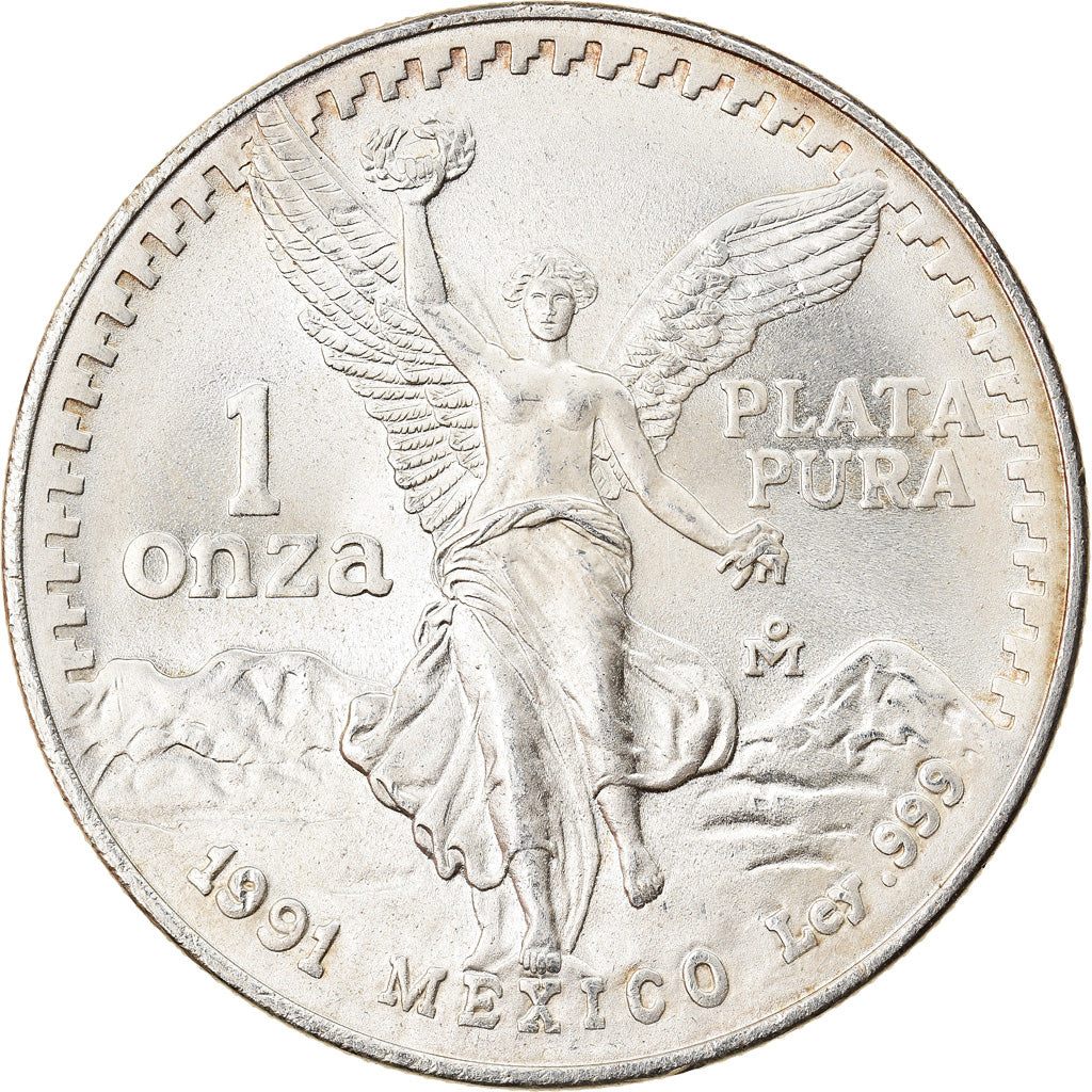 Moeda, México, Libertad, Onza, Troy Ounce of Silver, 1991, Mexico City, MS(63)