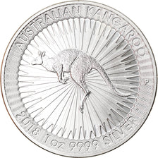 Coin, Australia, Australian Kangaroo, 1 Dollar, 2018, 1 Oz, MS(65-70), Silver