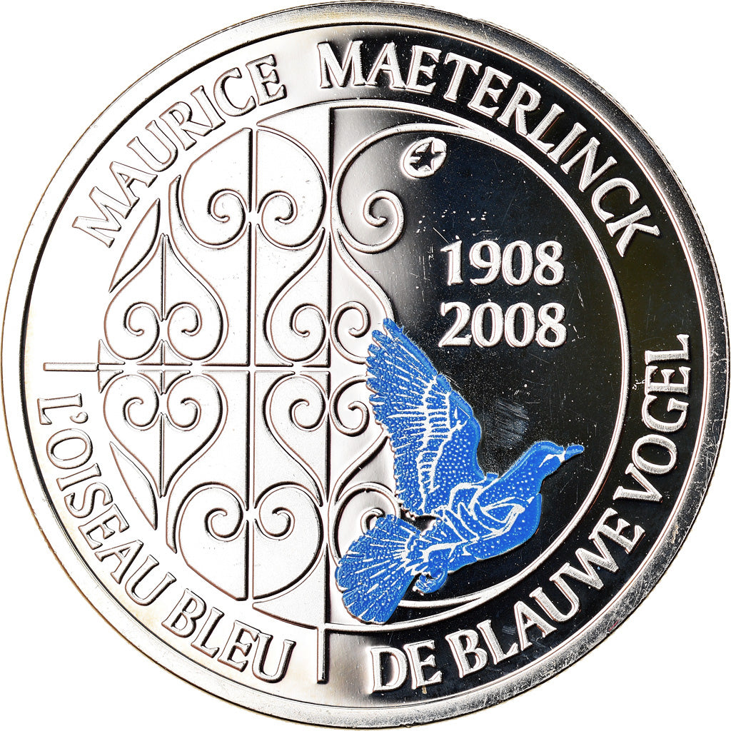 België, 10 Euro, L'oiseau bleu, 2008, Colourized, FDC, Zilver, KM:266