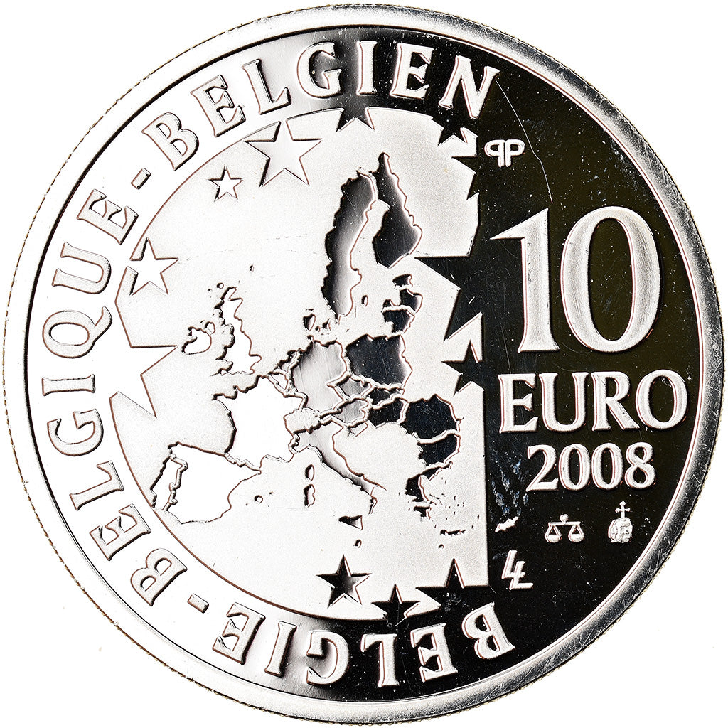 België, 10 Euro, L'oiseau bleu, 2008, Colourized, FDC, Zilver, KM:266