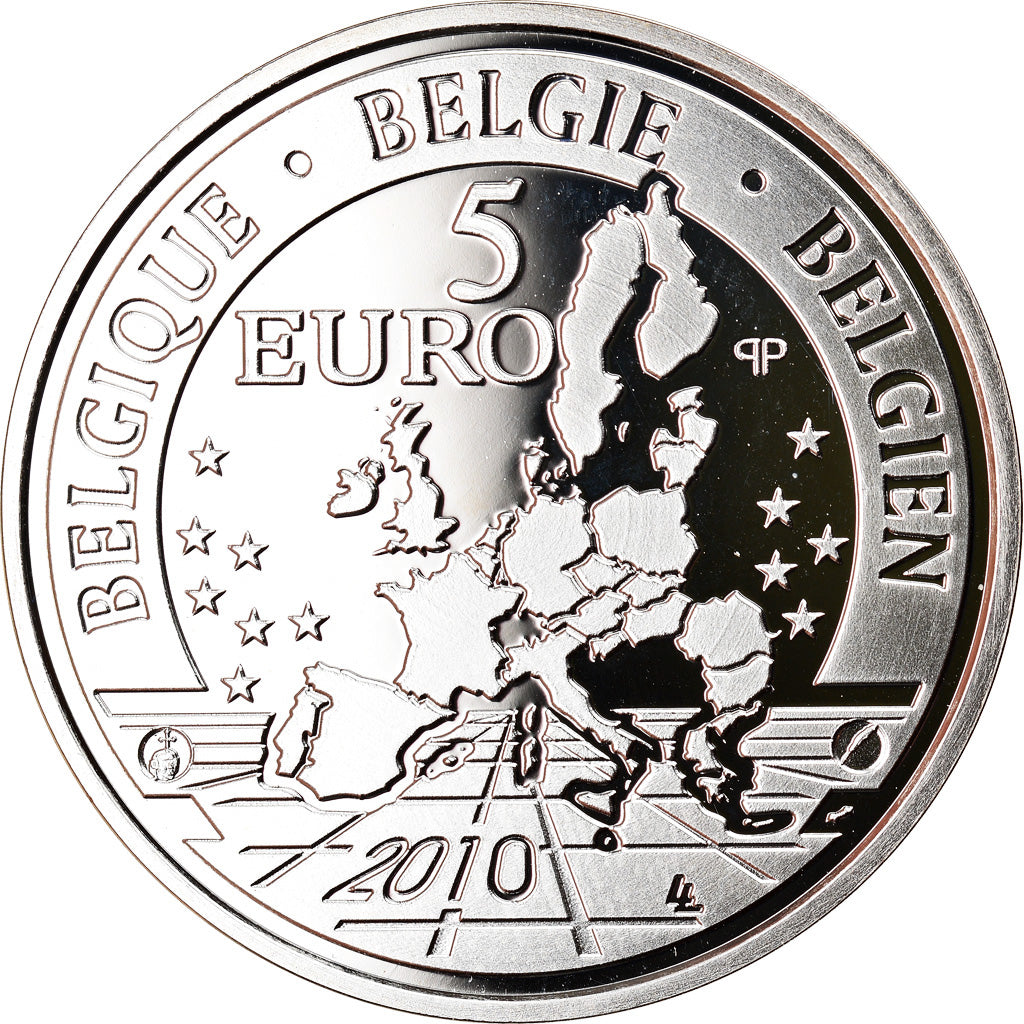 Belgium, 5 Euro, Belgian Railroads, 2010, MS(65-70), Silver, KM:303