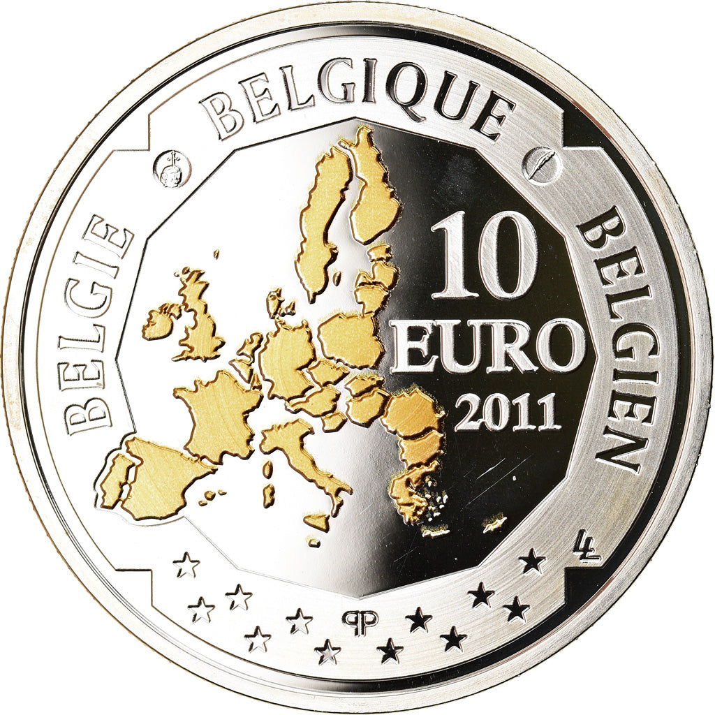 Belgium, 10 Euro, Belgian deep sea exploration, 2011, Colourized, MS(65-70)
