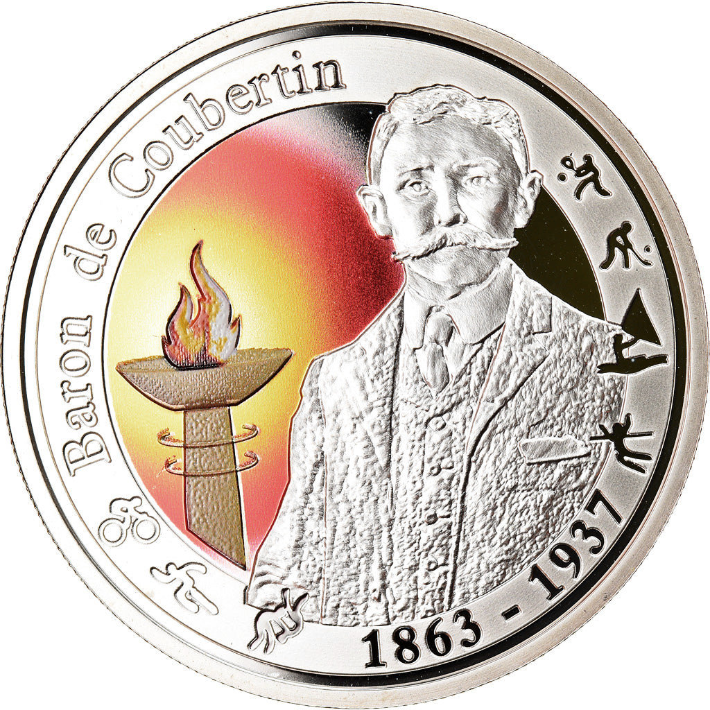 Belgium, 10 Euro, Pierre de Coubertin, 2012, Colourized, MS(65-70), Silver