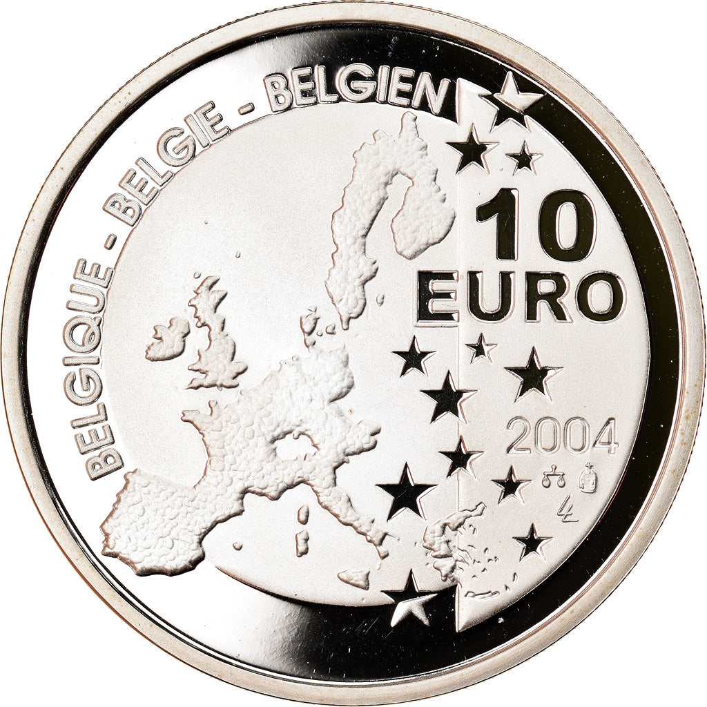 Belgio, 10 Euro, Tintin, 2004, FDC, Argento, KM:236