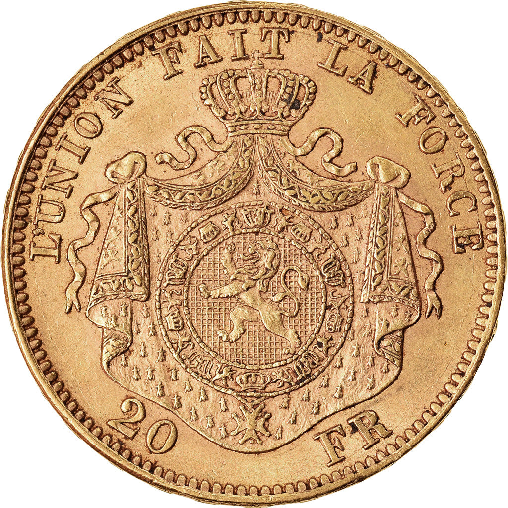Coin, Belgium, Leopold II, 20 Francs, 20 Frank, 1875, AU(50-53), Gold, KM:37