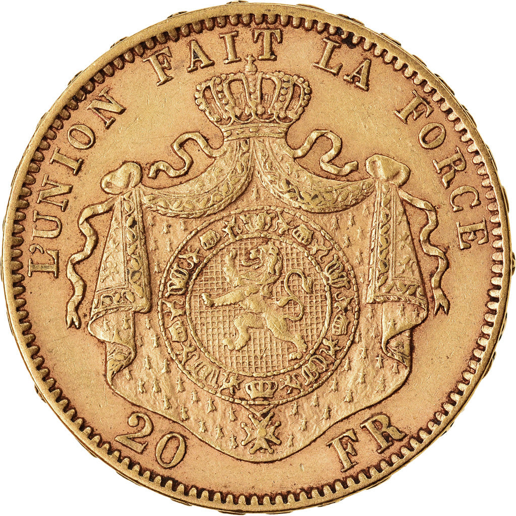 Coin, Belgium, Leopold II, 20 Francs, 20 Frank, 1878, AU(50-53), Gold, KM:37