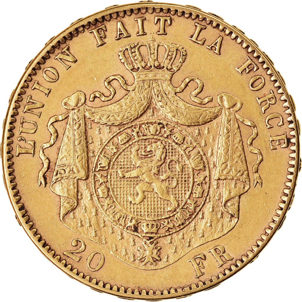 Moneta, Belgio, Leopold II, 20 Francs, 20 Frank, 1878, BB+, Oro, KM:37