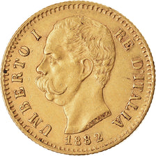 Coin, Italy, Umberto I, 20 Lire, 1882, Rome, AU(55-58), Gold, KM:21