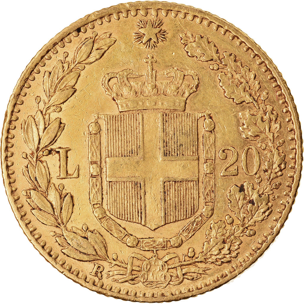 Coin, Italy, Umberto I, 20 Lire, 1882, Rome, AU(55-58), Gold, KM:21