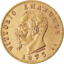Moeda, Itália, Vittorio Emanuele II, 20 Lire, 1873, Milan, AU(55-58), Dourado