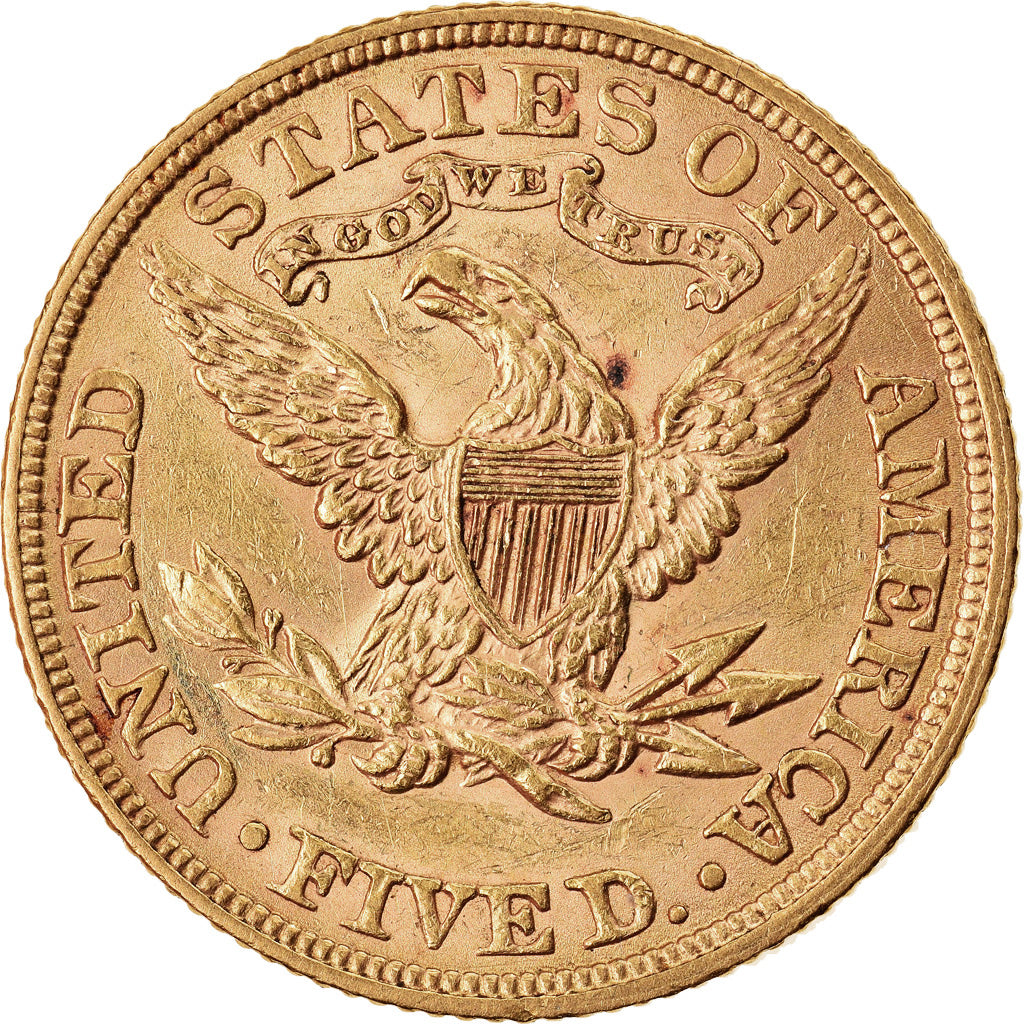 Moneta, USA, Coronet Head, $5, Half Eagle, 1900, Philadelphia, AU(55-58)