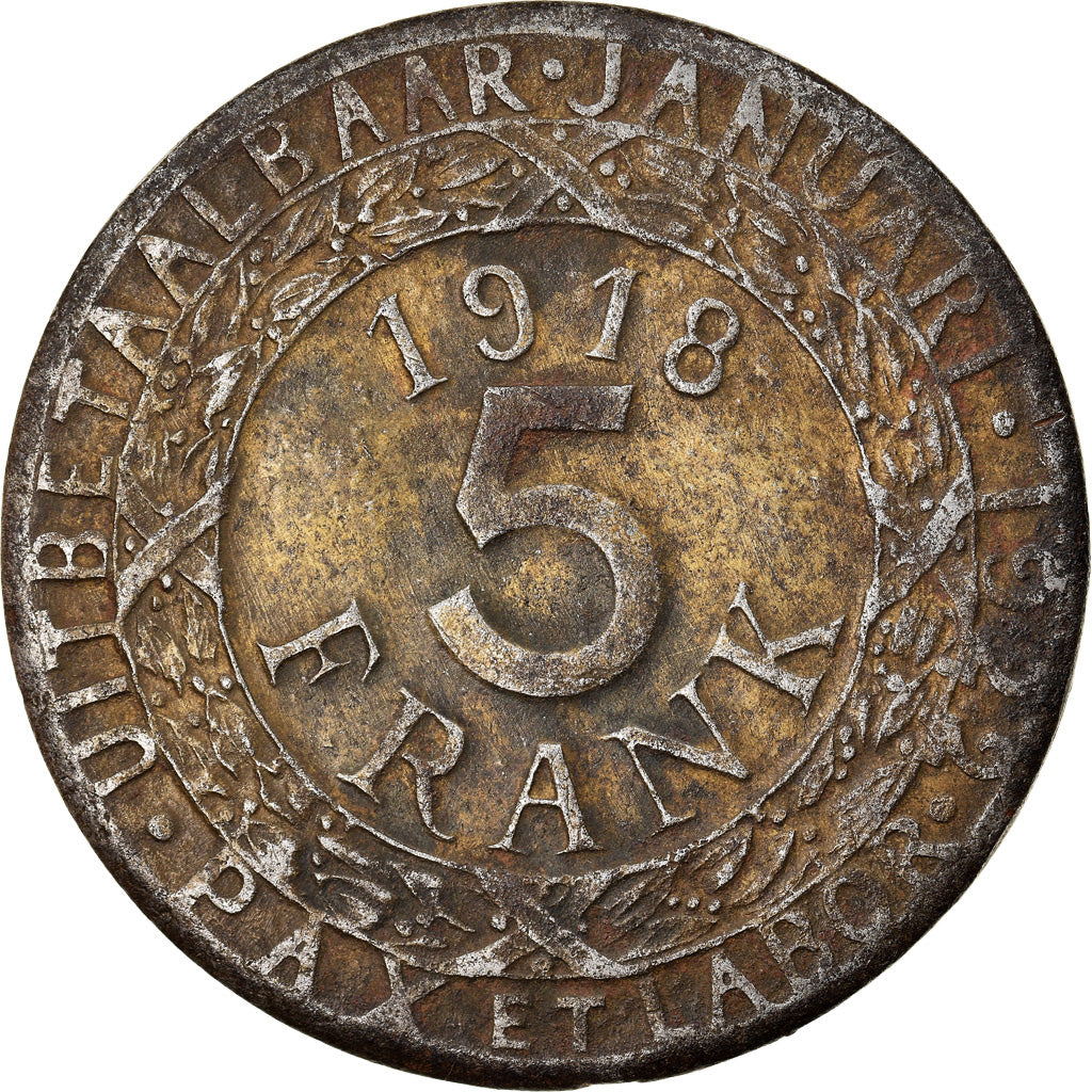 Monnaie, Belgique, Gand, 5 Franken, 1918, TTB, Brass Plated Iron