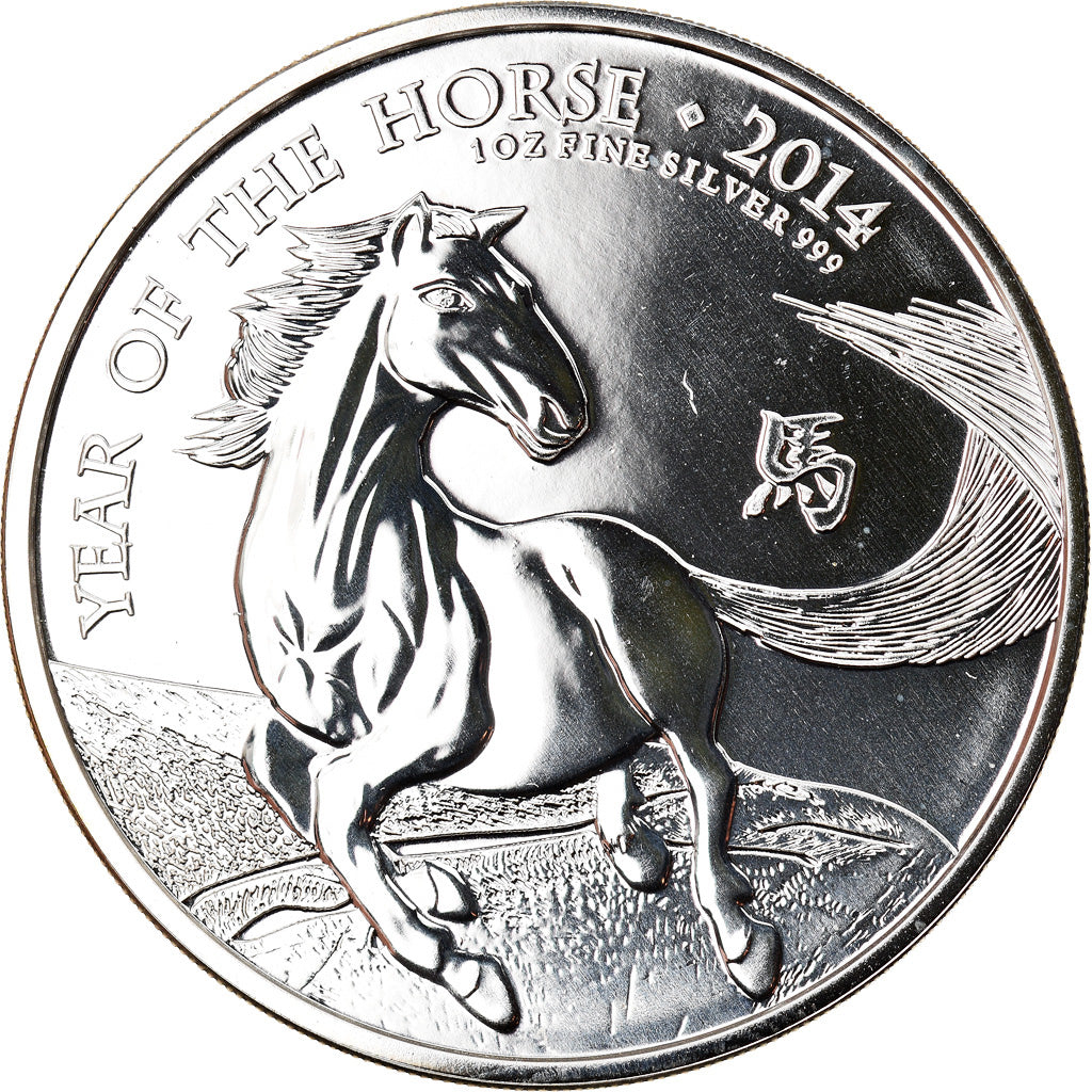 Coin, Great Britain, Year of the Horse, 2 Pounds, 2014, 1 Oz, MS(65-70), Silver