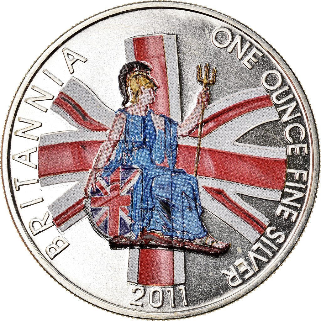 Monnaie, Grande-Bretagne, Elizabeth II, Britannia, 2 Pounds, 2011, Colorisé