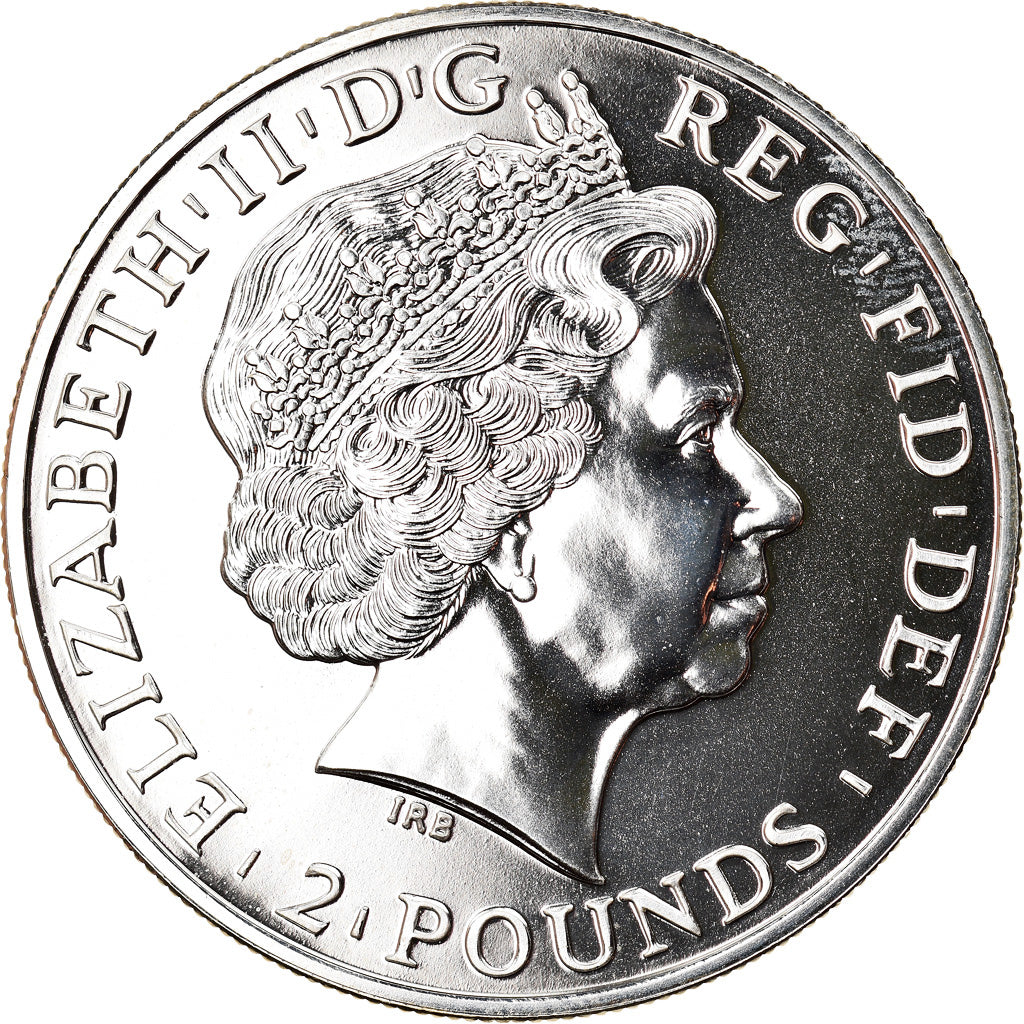 Monnaie, Grande-Bretagne, Elizabeth II, Britannia, 2 Pounds, 2011, Colorisé