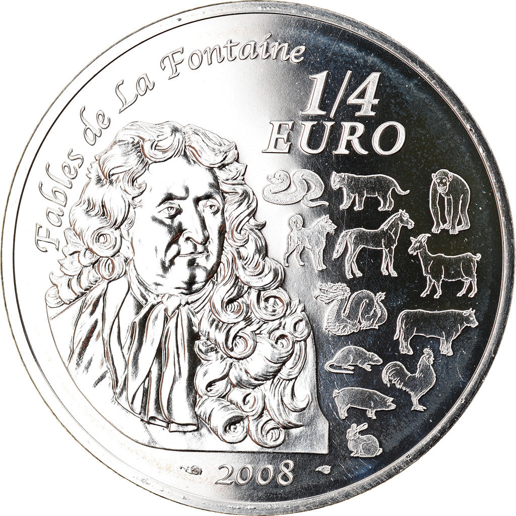 França, Monnaie de Paris, 1/4 Euro, Year of the Rat, 2008, Proof, MS(65-70)