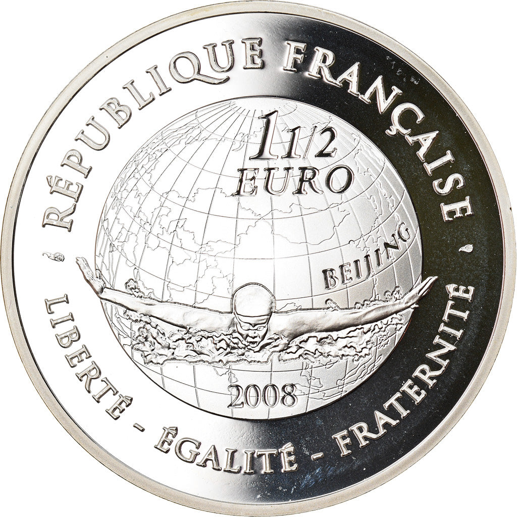 Frankrijk, Parijse munten, 1-1/2 Euro, Olympic Games in Beijing, Swimming, 2008