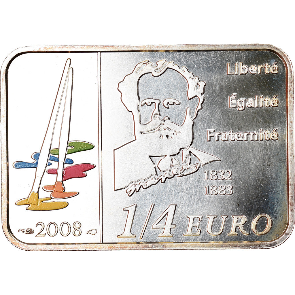 France, Monnaie de Paris, 1/4 Euro, Edouard Manet, 2008, Proof, FDC, Argent