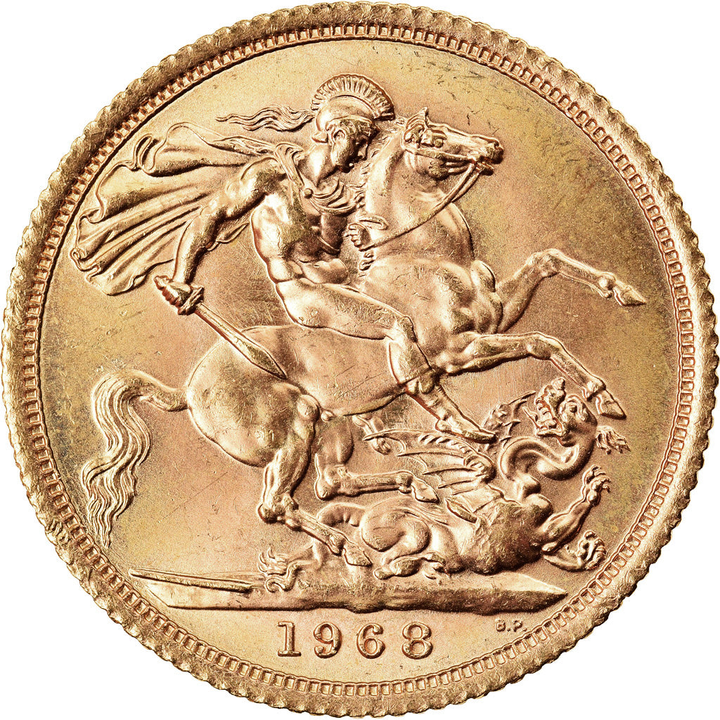 Coin, Great Britain, Elizabeth II, Sovereign, 1968, MS(64), Gold, KM:908