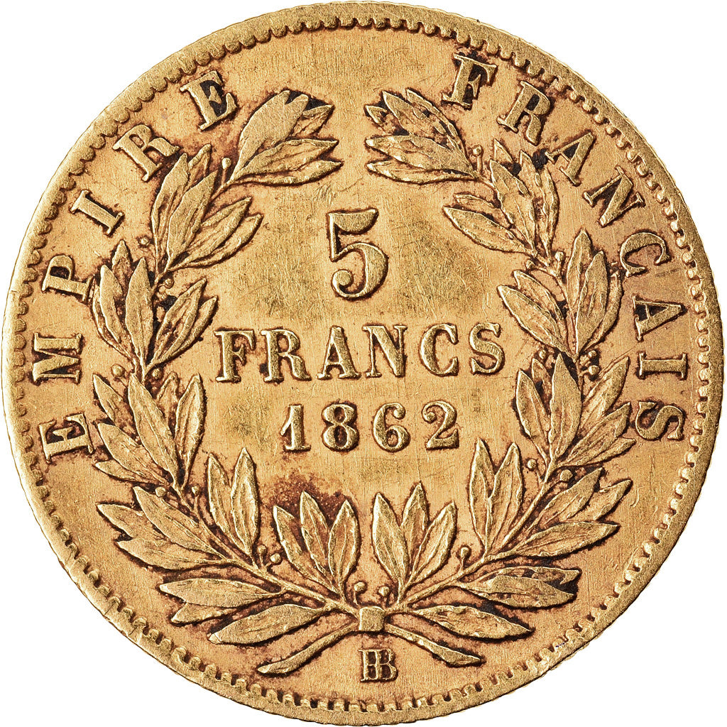 Munten, Frankrijk, Napoleon III, 5 Francs, 1862, Strasbourg, FR+, Goud