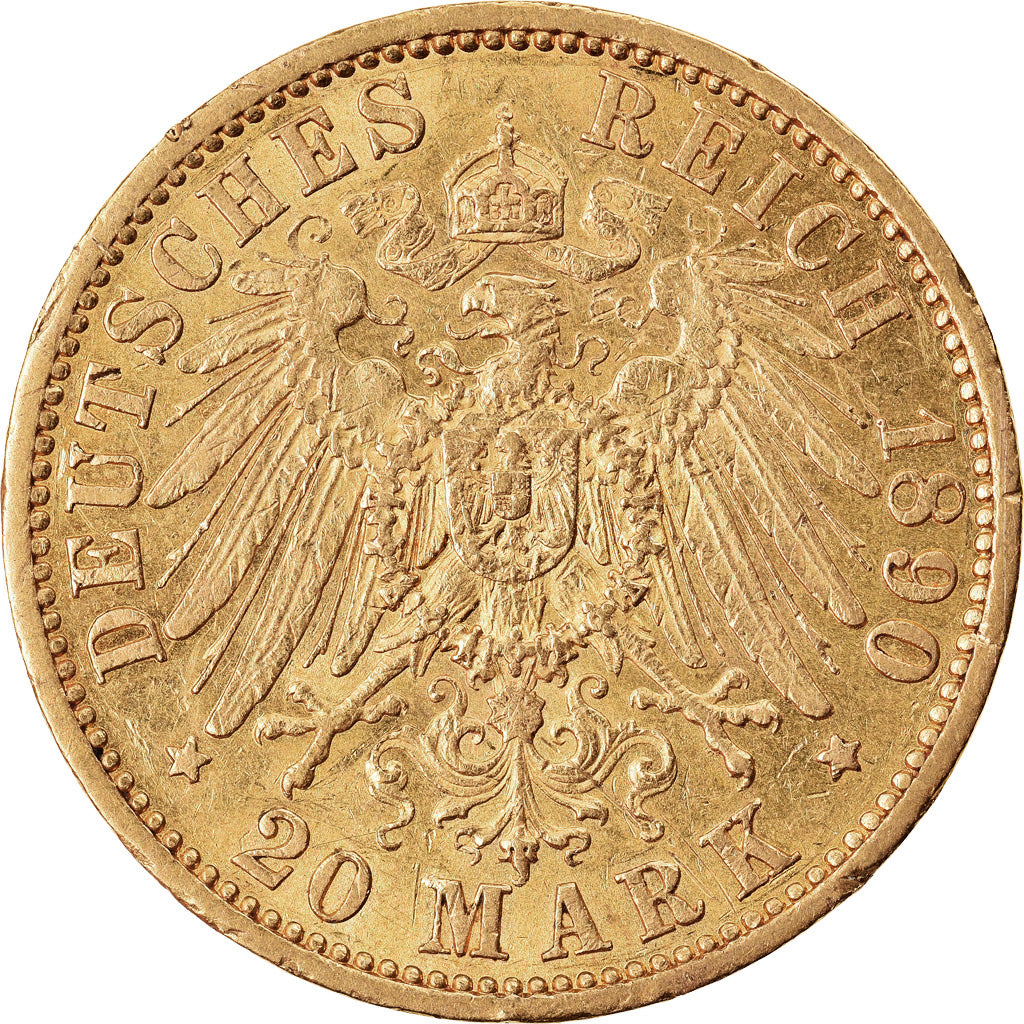 Coin, German States, PRUSSIA, Wilhelm II, 20 Mark, 1890, Berlin, EF(40-45)