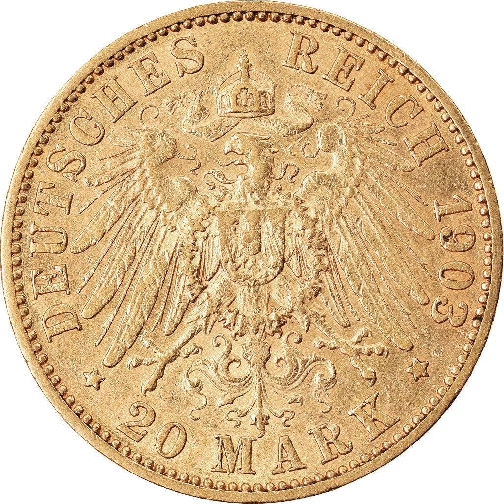 Coin, German States, HESSE-DARMSTADT, Ernst Ludwig, 20 Mark, 1903, Berlin