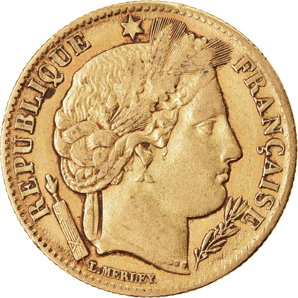 Moneda, Francia, Cérès, 10 Francs, 1851, Paris, BC+, Oro, KM:770, Gadoury:1012
