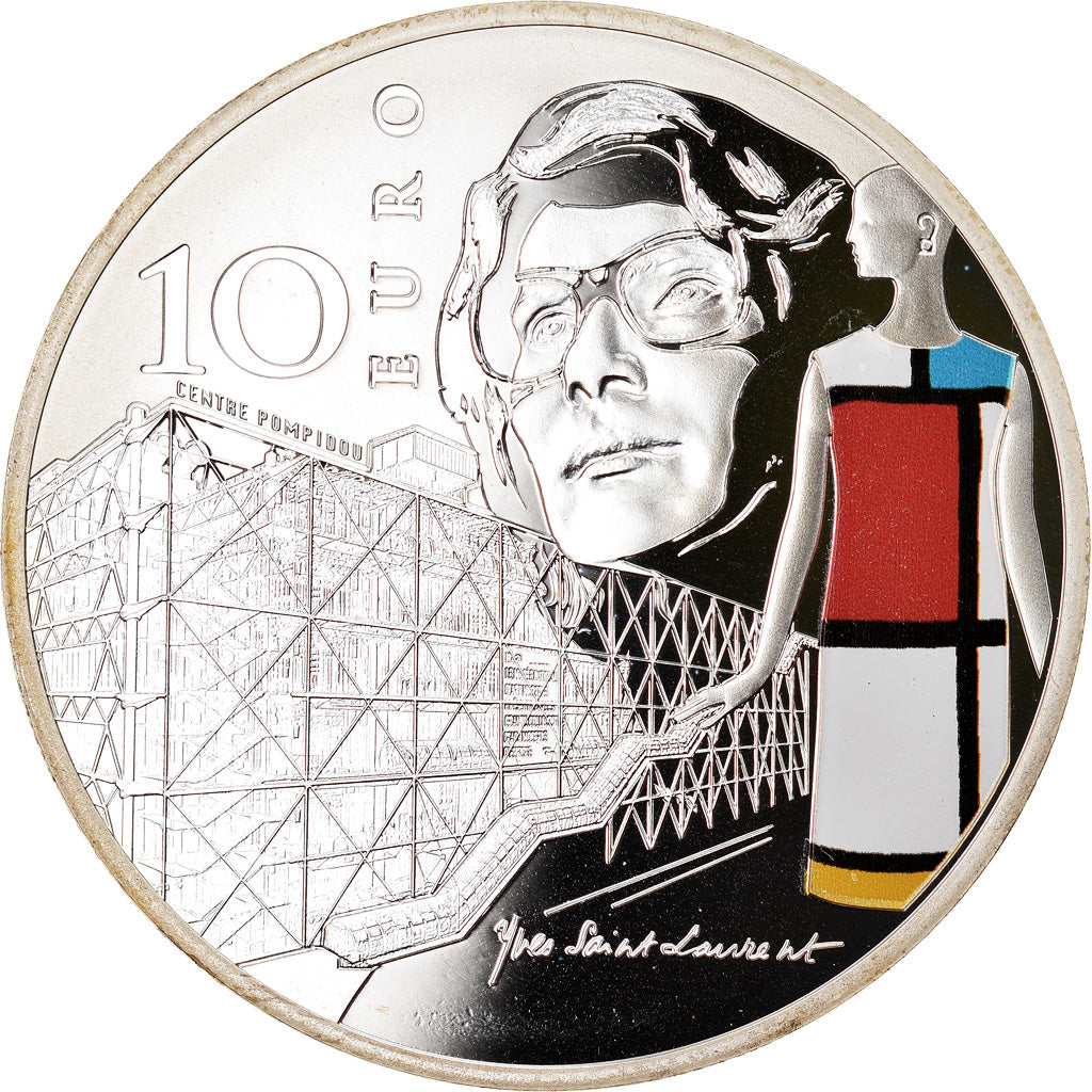 France, Monnaie de Paris, 10 Euro, Yves Saint-Laurent, 2016, Proof, MS(65-70)