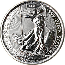 Coin, Great Britain, Britannia, 2 Pounds, 2018, 1 Oz, MS(65-70), Silver