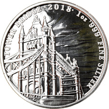 Moneta, Wielka Brytania, Tower Bridge, 2 Pounds, 2018, 1 Oz, MS(65-70), Srebro