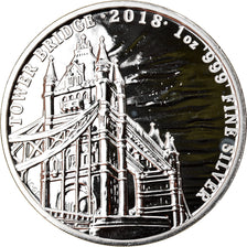 Coin, Great Britain, Tower Bridge, 2 Pounds, 2018, 1 Oz, MS(65-70), Silver